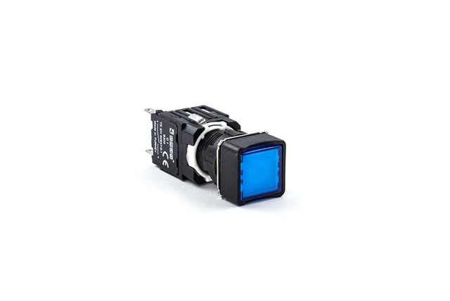D Series Plastic 1NO Spring Square Flush Blue 16 mm Control Unit
